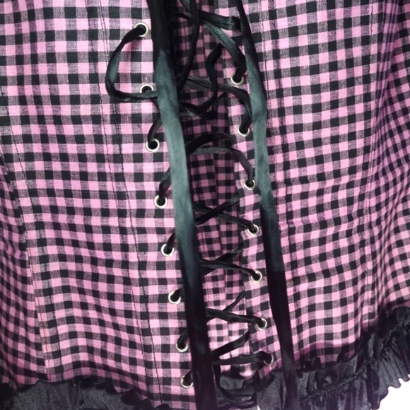 Pink and Black Checkered Corset Belt - Picture 4 of 5